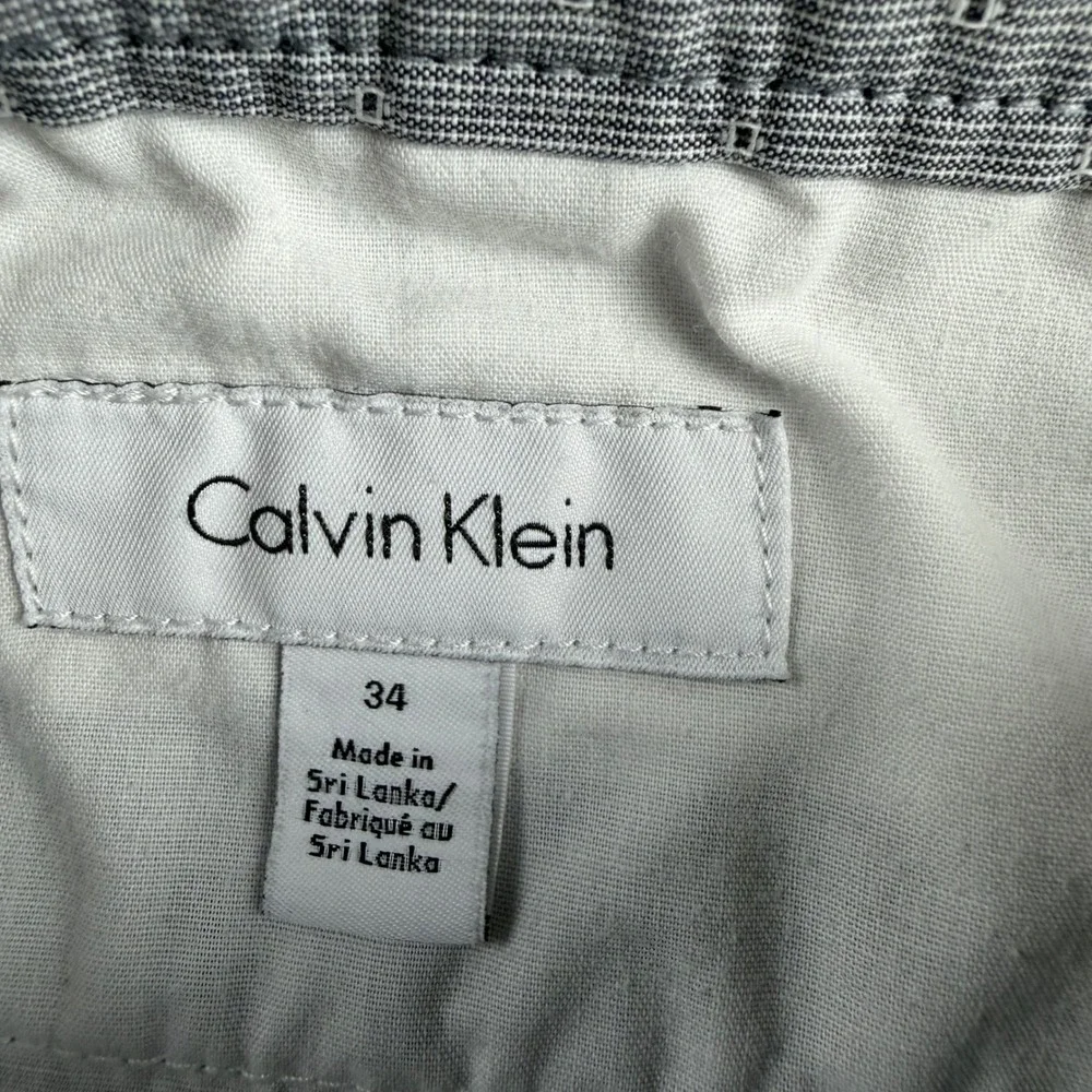 Calvin Klein Gray Micro Dot Chino Shorts Size 34 Cotton Blend Stretch Preppy